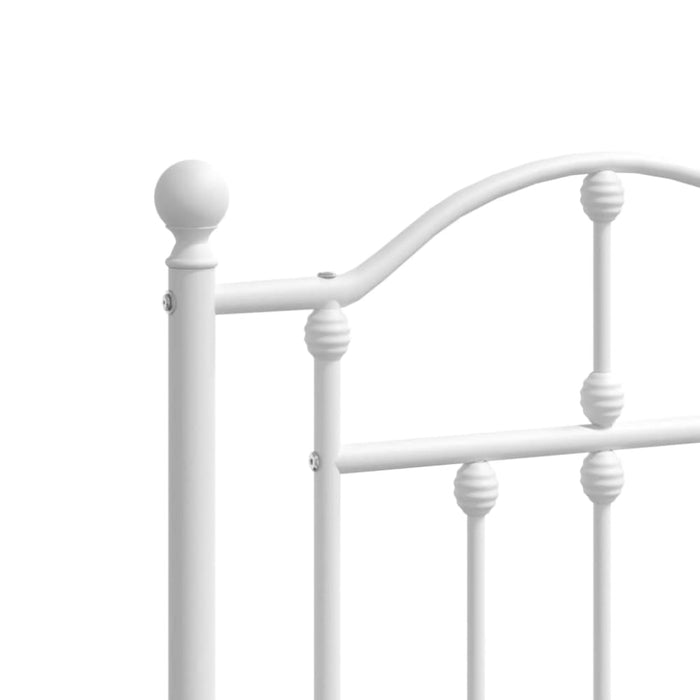 King Size Metal Bed Frame with Headboard White 183x203 Cm