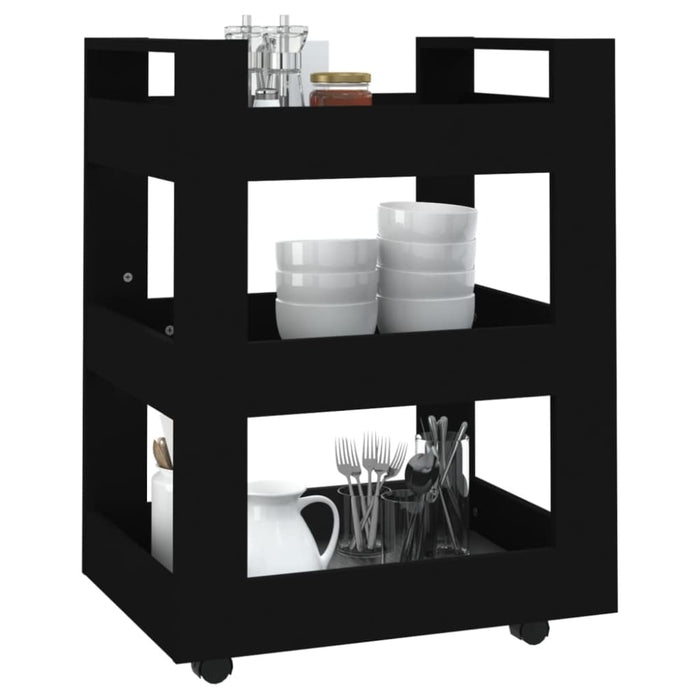 Kitchen Trolley Black 60x45x80 Cm Engineered Wood Nolnoi