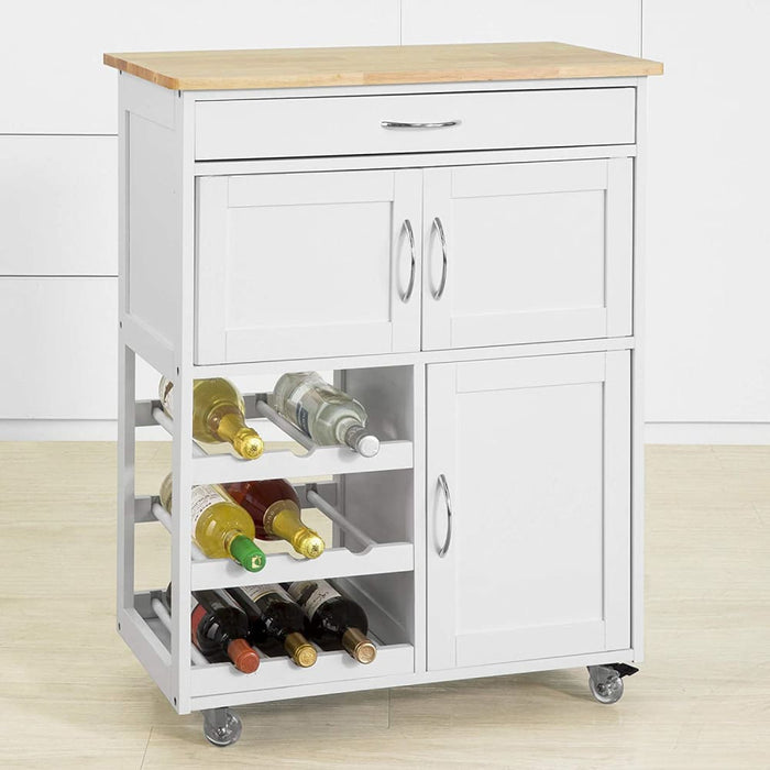 Kitchen Trolley with Wine Racks Portable Workbench