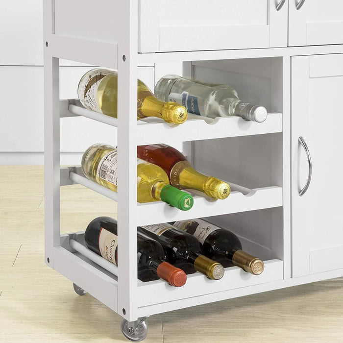 Kitchen Trolley with Wine Racks Portable Workbench