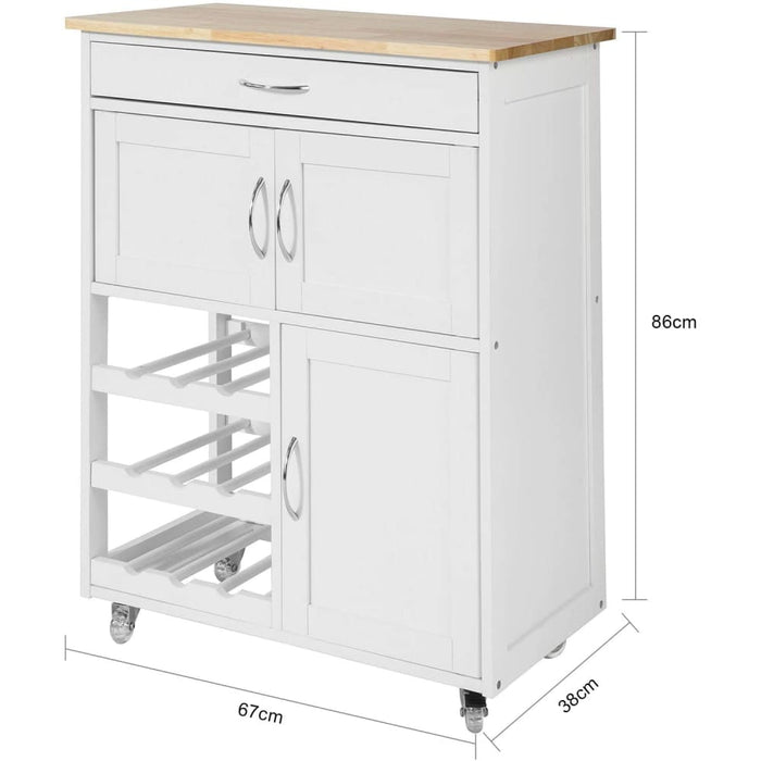 Kitchen Trolley with Wine Racks Portable Workbench