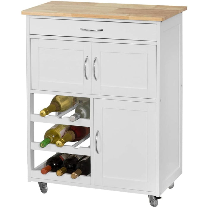 Kitchen Trolley with Wine Racks Portable Workbench