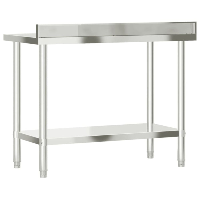 Kitchen Work Table With Backsplash 110x55x93 Cm Stainless