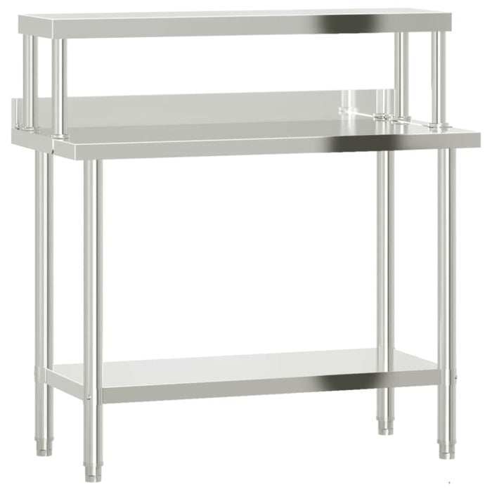 Kitchen Work Table With Overshelf 110x55x120 Cm Stainless