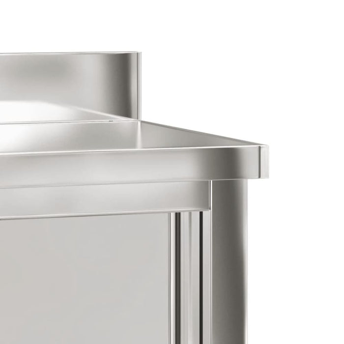 Kitchen Work Table with Sliding Doors Stainless Steel Tilaao