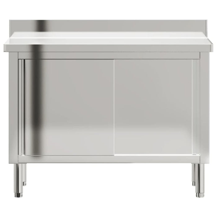 Kitchen Work Table with Sliding Doors Stainless Steel Tilaao