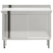 Kitchen Work Table with Sliding Doors Stainless Steel Tilaao