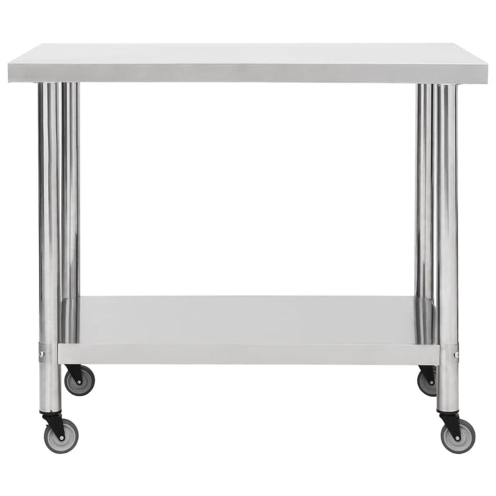 Kitchen Work Table with Wheels 100x60x85 Cm Stainless Steel