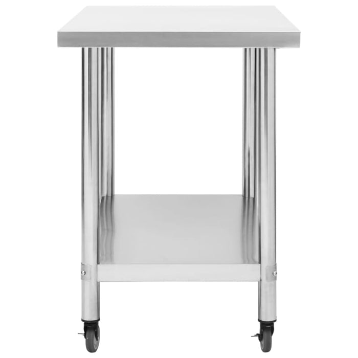 Kitchen Work Table with Wheels 100x60x85 Cm Stainless Steel