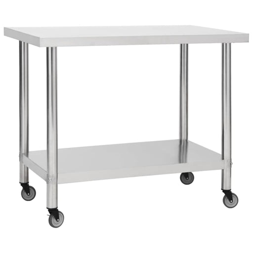 Kitchen Work Table with Wheels 100x60x85 Cm Stainless Steel