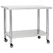 Kitchen Work Table with Wheels 100x60x85 Cm Stainless Steel