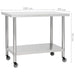 Kitchen Work Table with Wheels 100x60x85 Cm Stainless Steel