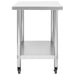 Kitchen Work Table With Wheels 80x60x85 Cm Stainless Steel