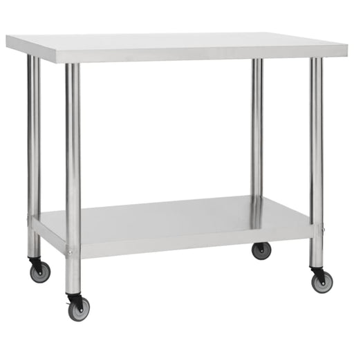 Kitchen Work Table With Wheels 80x60x85 Cm Stainless Steel