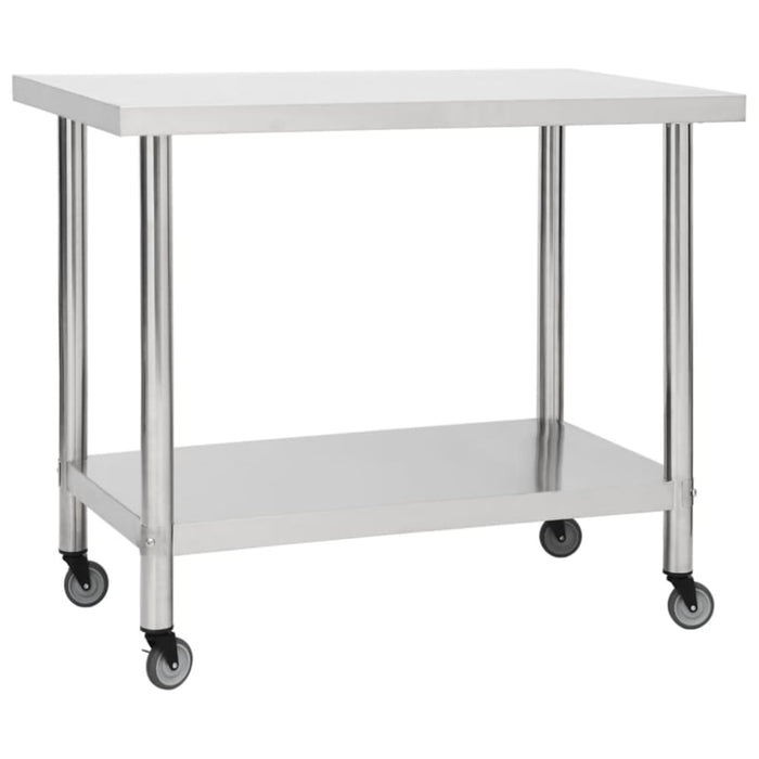 Kitchen Work Table With Wheels 80x60x85 Cm Stainless Steel