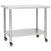 Kitchen Work Table With Wheels 80x60x85 Cm Stainless Steel