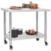 Kitchen Work Table With Wheels 80x60x85 Cm Stainless Steel