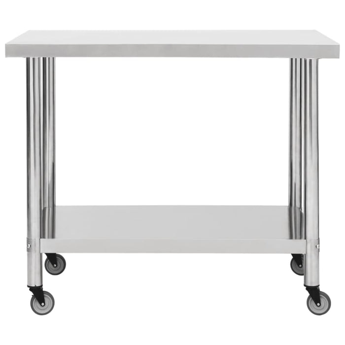 Kitchen Work Table With Wheels 80x60x85 Cm Stainless Steel