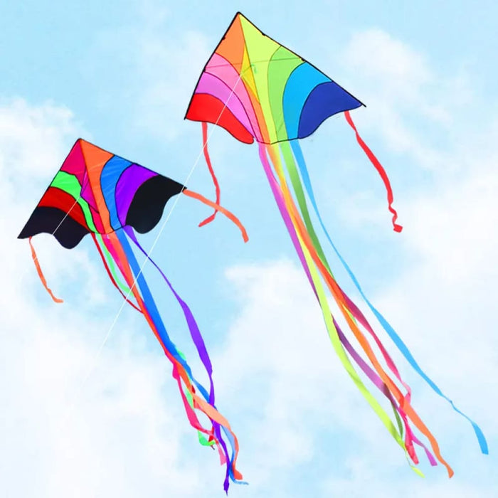 Kite Flying Rainbow Delta For Kids & Adults With 328 Ft