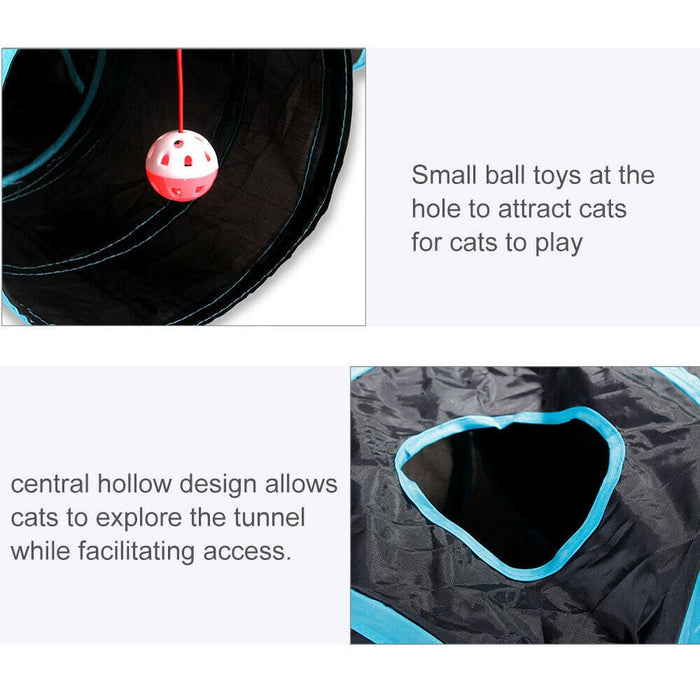 Pet Cat Kitten Puppy 4-way Tunnel Play Toy Foldable Funny