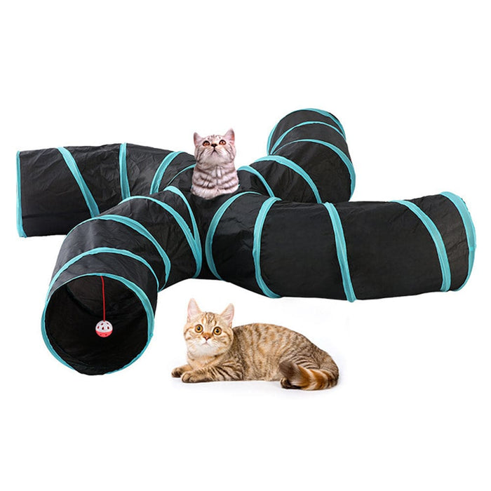 Pet Cat Kitten Puppy 4-way Tunnel Play Toy Foldable Funny