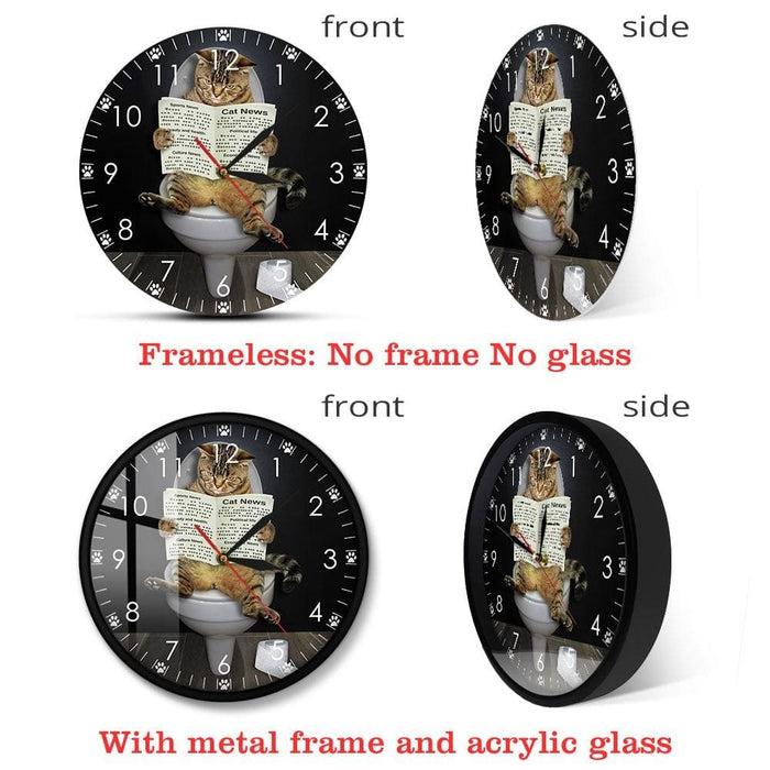 Kitten Cat on Toilet with Newspaper Bedroom Silent Wall