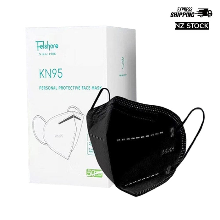 Kn95 Filtering 5 Layers Face Mask 50 Pack Black Nz Stock