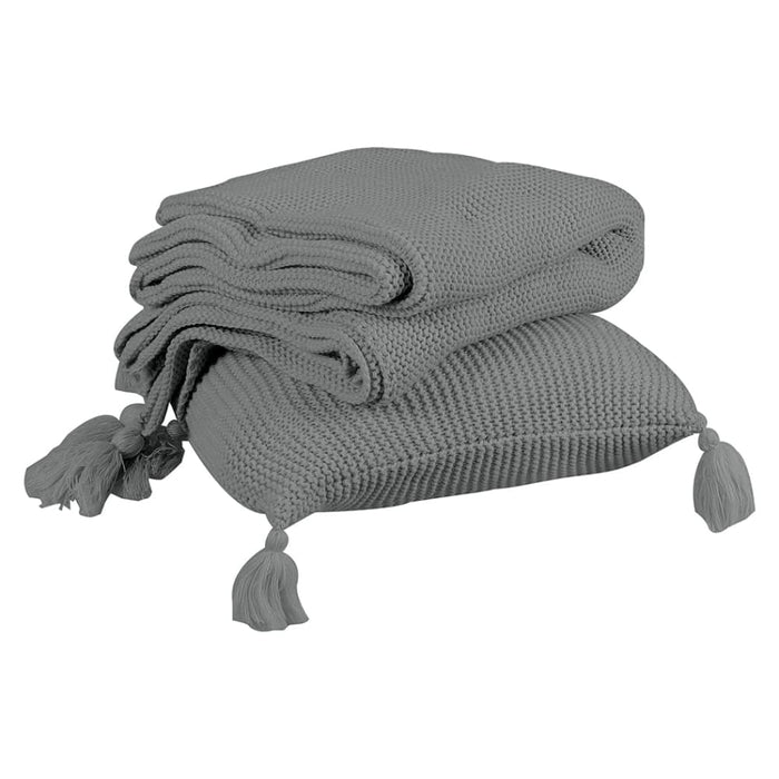 Knitting Throw Blanket Cushion Set Pillow Tassel Fringe