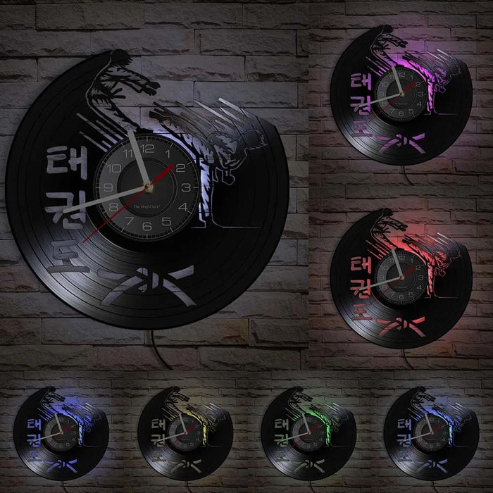 Korean Martial Art Taekwondo Vinyl Record Clock