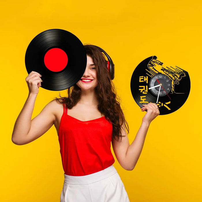 Korean Martial Art Taekwondo Vinyl Record Clock