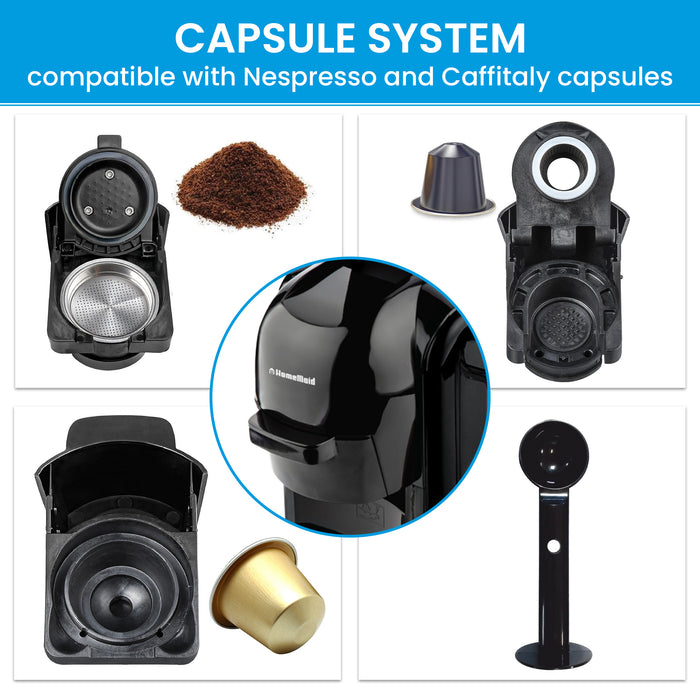 Kettle Toaster And Homemaid Coffee Machine Breakfast Set - Black