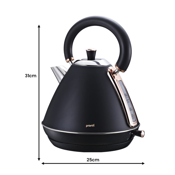Kettle Toaster And Homemaid Coffee Machine Breakfast Set - Black