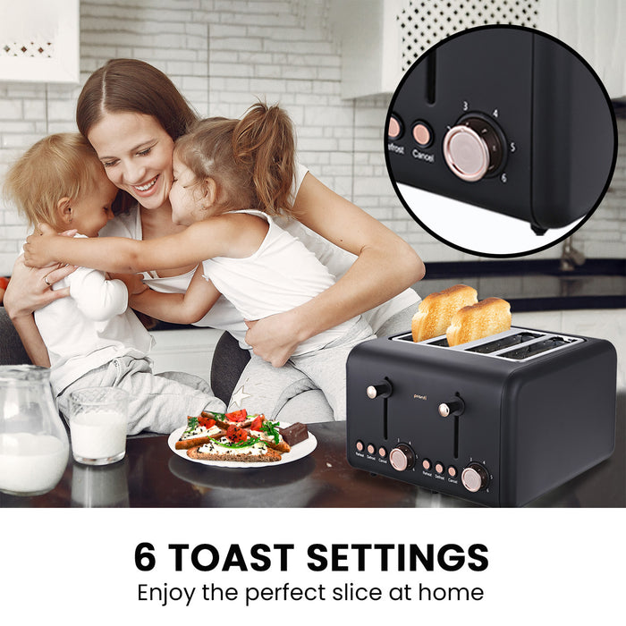 Kettle Toaster And Homemaid Coffee Machine Breakfast Set - Black