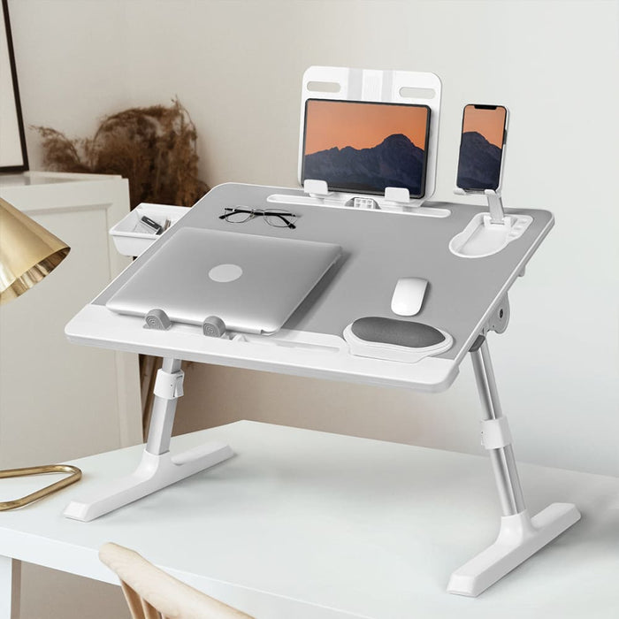 Laptop Desk Adjustable Stand Table Leather Foldable Tray