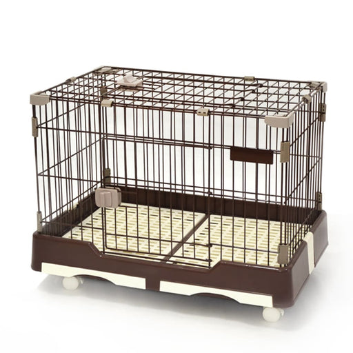 Large Brown Pet Dog Cage Cat Rabbit Crate Kennel with Potty