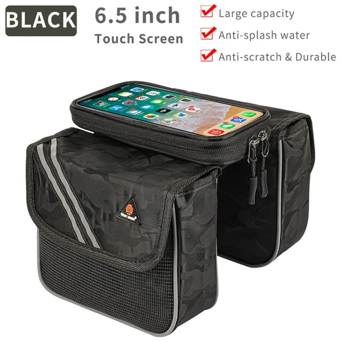 Large Capacity Reflective Bicycle Bag with 6.5 Inch Phone
