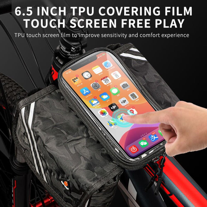 Large Capacity Reflective Bicycle Bag with 6.5 Inch Phone