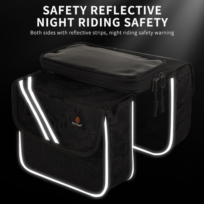 Large Capacity Reflective Bicycle Bag With 6.5 Inch Phone