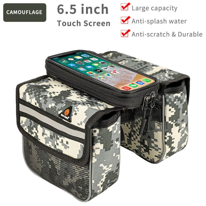 Large Capacity Reflective Bicycle Bag with 6.5 Inch Phone