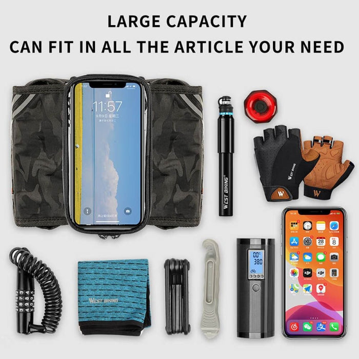 Large Capacity Reflective Bicycle Bag with 6.5 Inch Phone