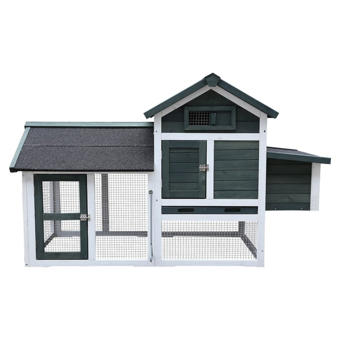 Large Chicken Coop & Rabbit Hutch with Ramp - Green