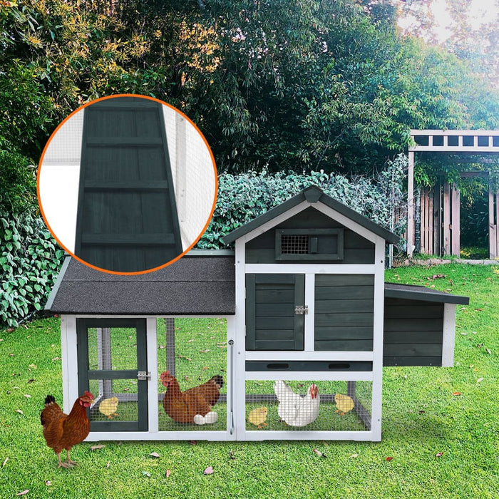 Large Chicken Coop & Rabbit Hutch With Ramp - Green