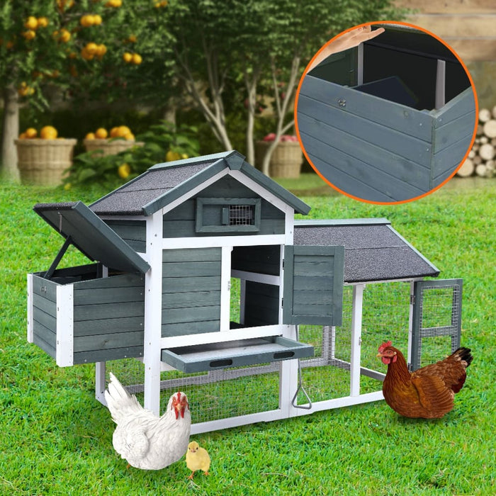 Large Chicken Coop & Rabbit Hutch with Ramp - Green