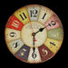 Large Colourful Wall Clock Kitchen Office Retro Timepiece