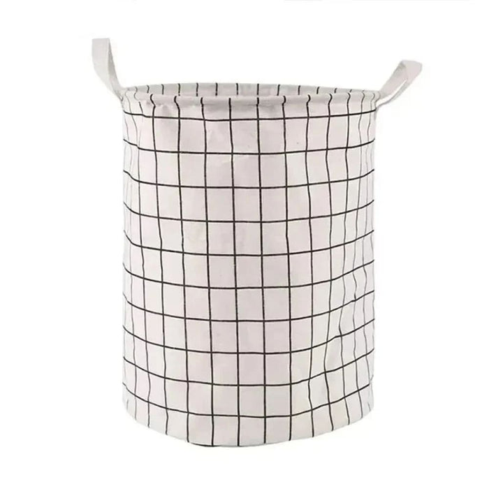 Large Foldable Plaid Fabric Laundry Basket