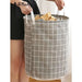 Large Foldable Plaid Fabric Laundry Basket