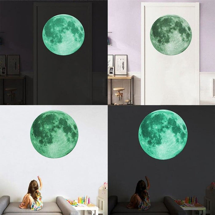 Large Luminous 3d Effect Moon Wall Stickers For Kids Room
