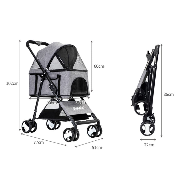 Large Pet Stroller Dog Cat Travel Carrier Pram Foldable