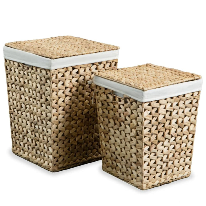 Laundry Basket Set 2 Pieces Water Hyacinth Xapann