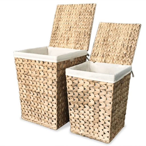 Laundry Basket Set 2 Pieces Water Hyacinth Xapann
